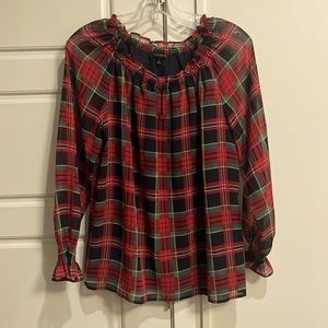 Talbots tartan plaid holiday blouse